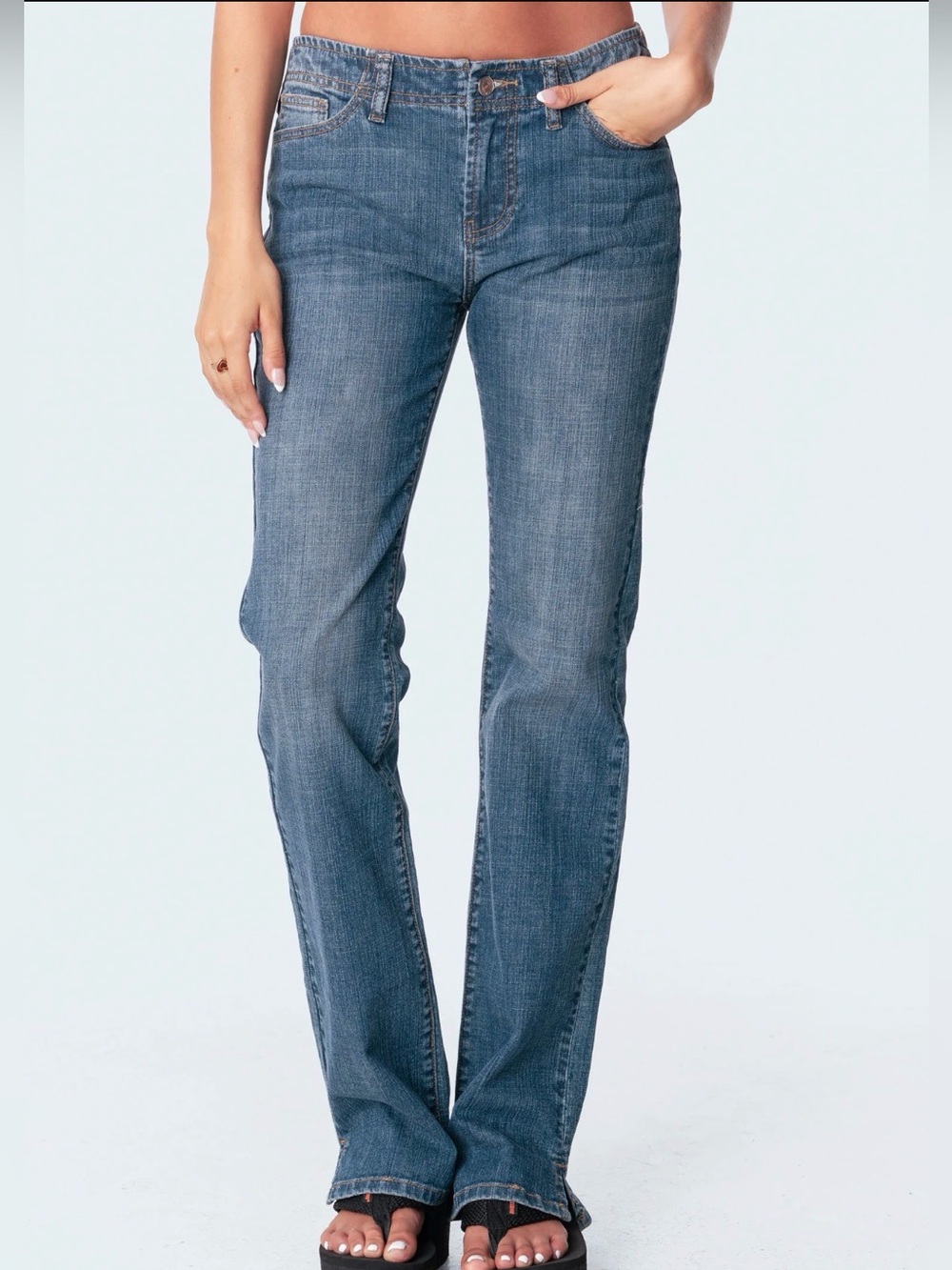 Edikted Women's Boot Cut Jeans in Blue Wash